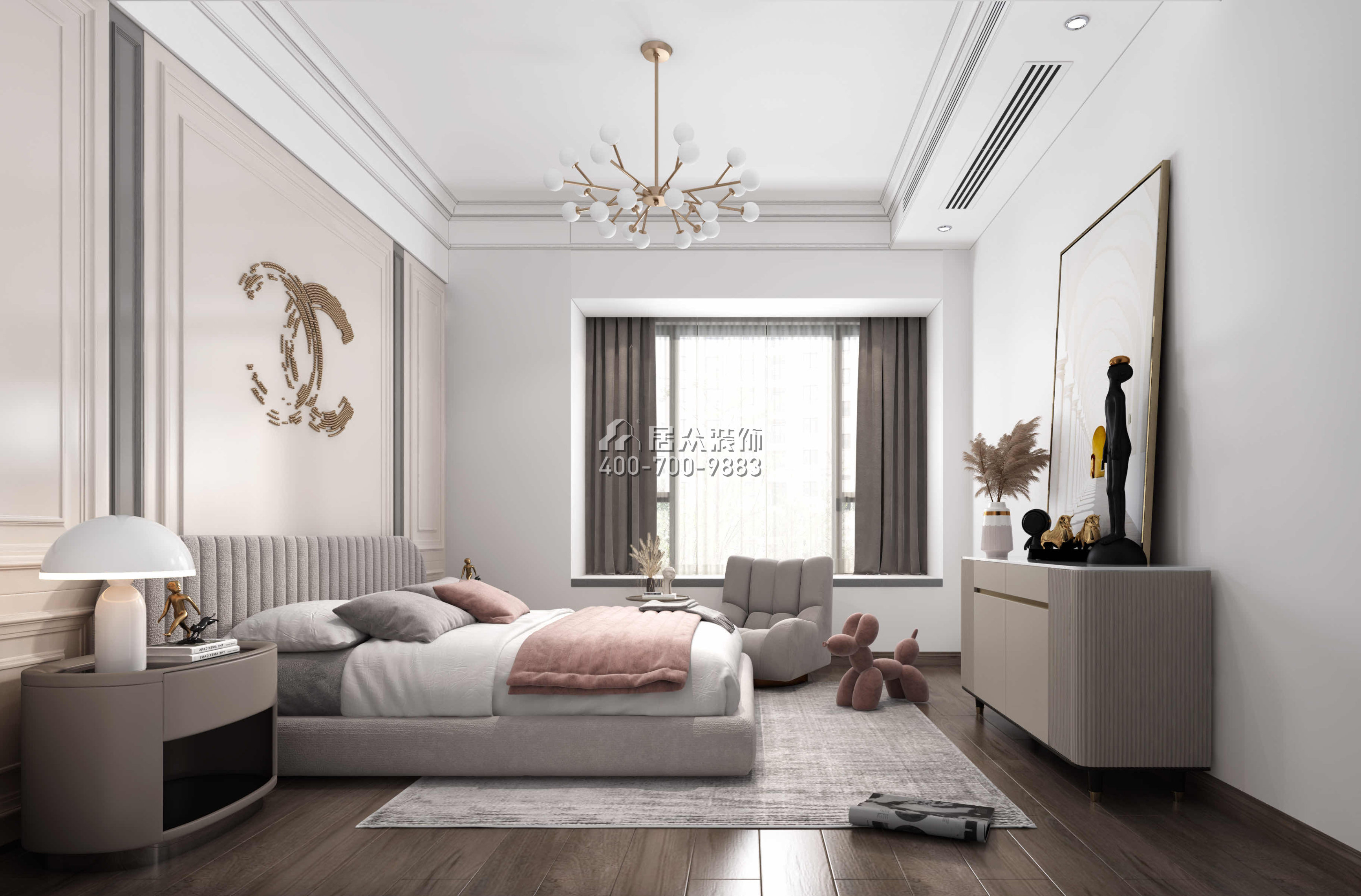 华发山庄360平方米现代简约风格复式户型卧室装修效果图
