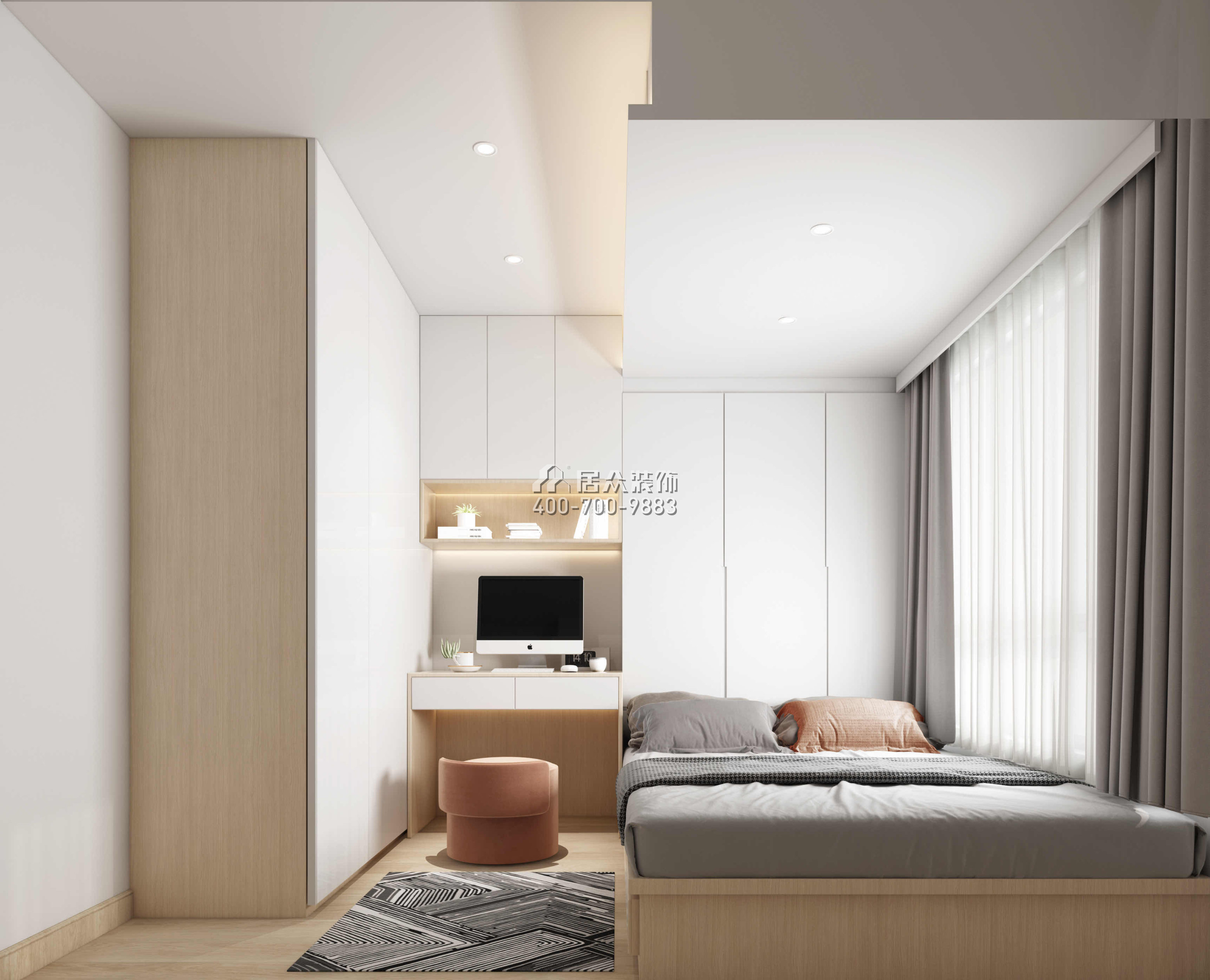 星河天地89平方米現代簡約風格平層戶型臥室裝修效果圖