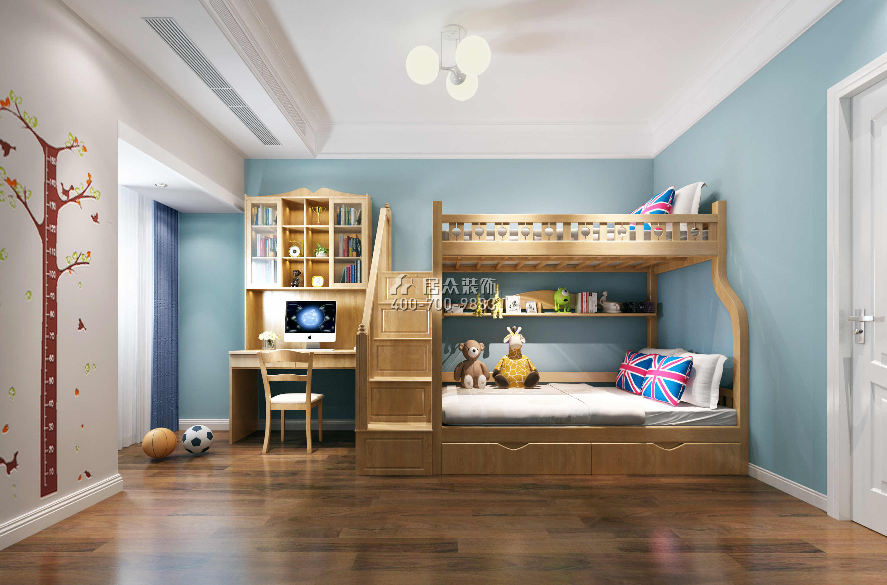 勤誠達132平方米歐式風格平層戶型兒童房裝修效果圖