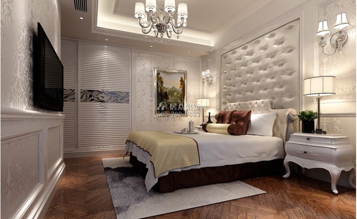新景国际外滩230平方米欧式风格复式户型卧室装修效果图
