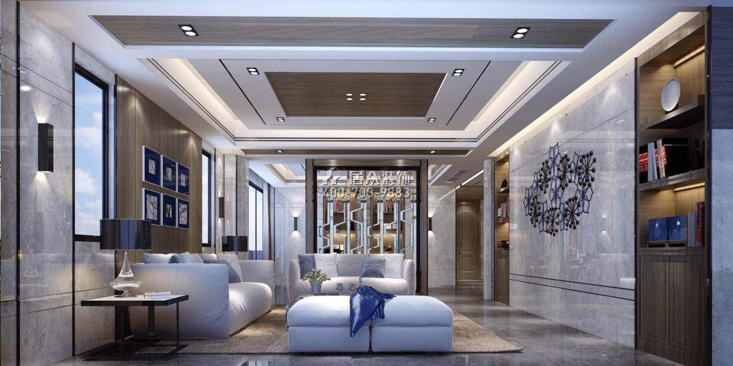 龙城一品580平方米现代简约风格别墅户型客厅装修效果图
