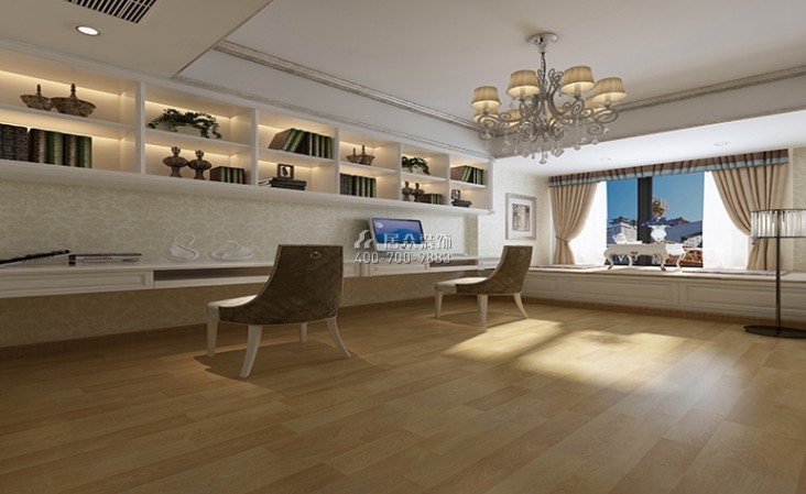 中海千燈湖一號211平方米歐式風格平層戶型書房裝修效果圖