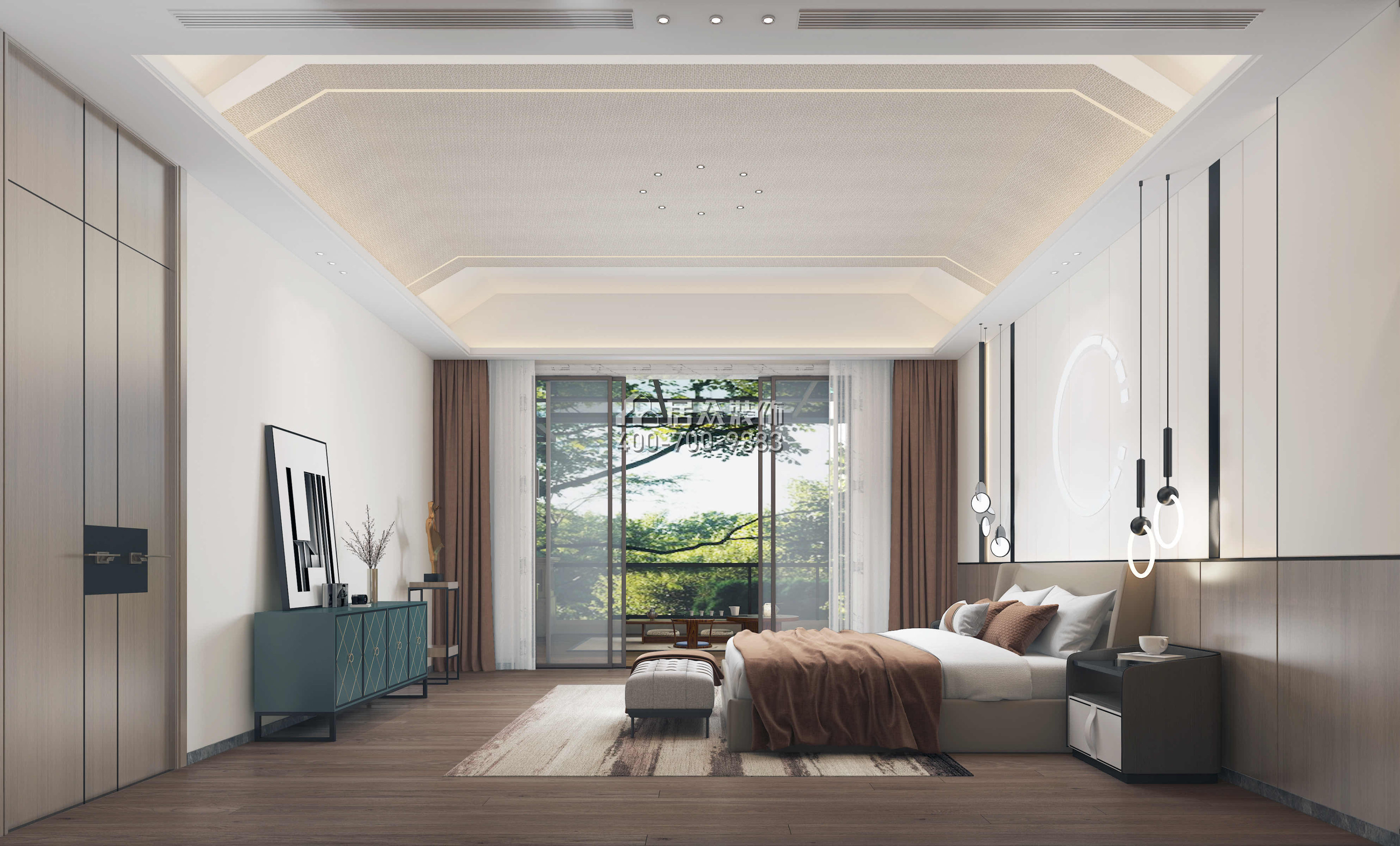 觀園800平方米現代簡約風格別墅戶型臥室裝修效果圖