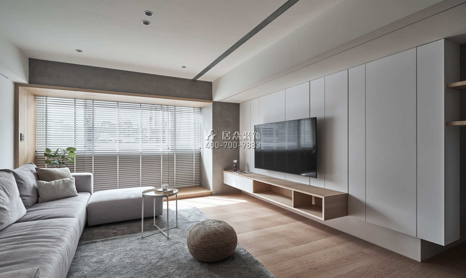 山語清暉二期200平方米現代簡約風格平層戶型客廳裝修效果圖