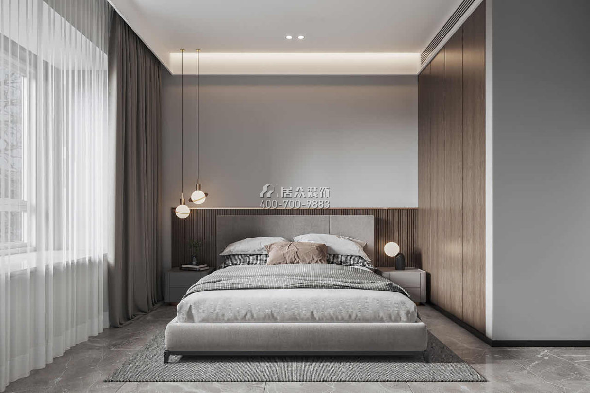 雍华府320平方米现代简约风格复式户型卧室装修效果图