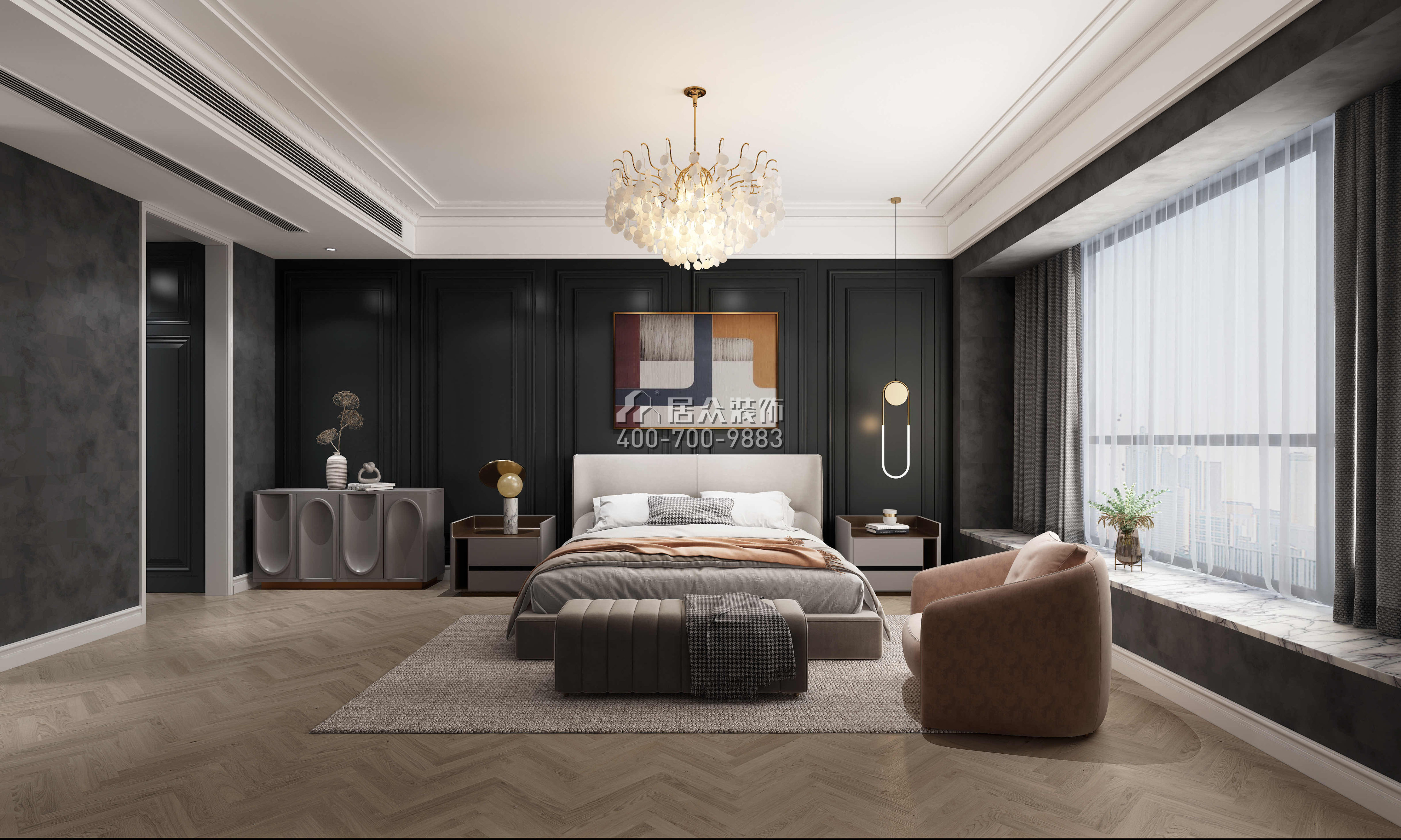华润城润府156平方米欧式风格平层户型卧室装修效果图