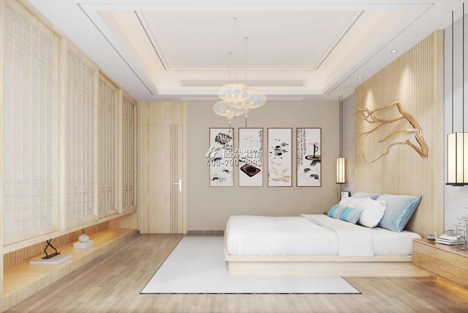 九洲保利天河620平方米中式風格別墅戶型臥室裝修效果圖