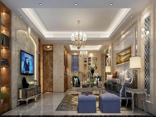 新景豪庭160平方米欧式风格平层户型客厅装修效果图