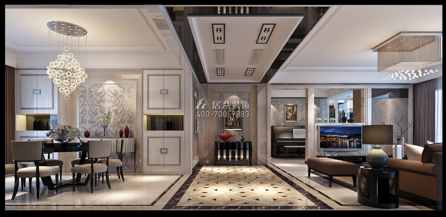 熙园一期168平方米现代简约风格平层户型客厅装修效果图