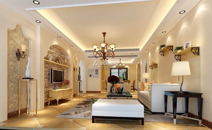 盛世領墅180平方米地中海風格平層戶型客廳裝修效果圖