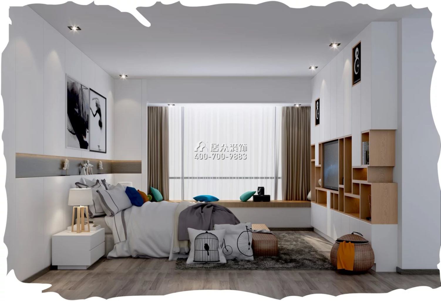 鸿翔花园168平方米现代简约风格平层户型卧室装修效果图