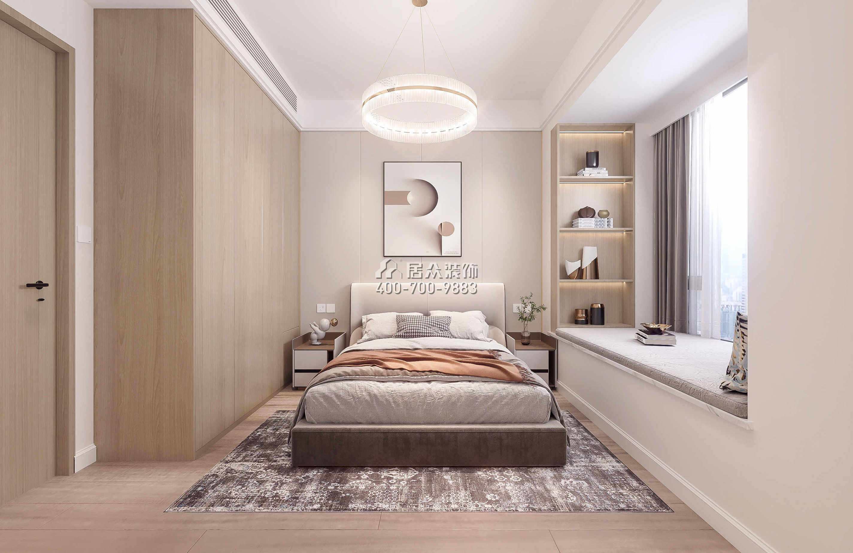 中洲滨海华府79平方米现代简约风格平层户型卧室装修效果图