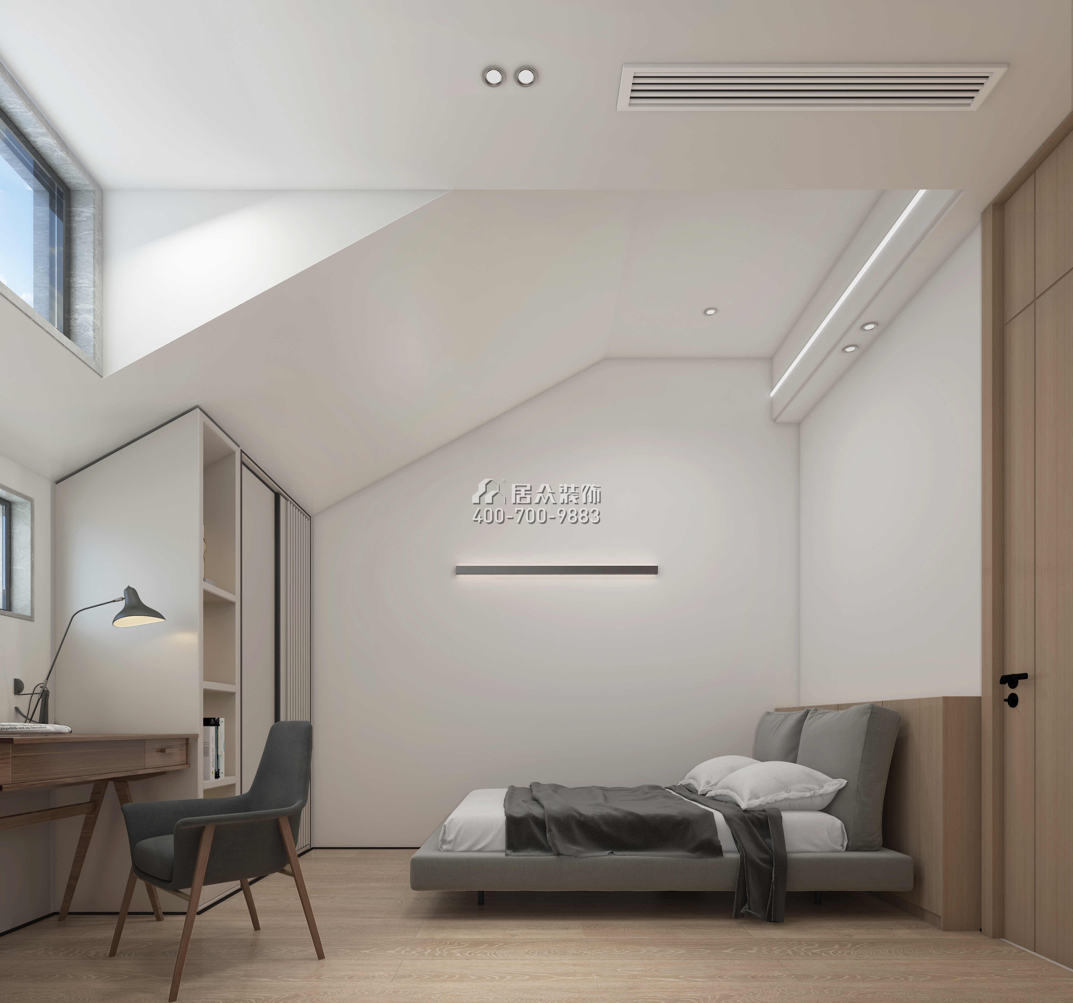 富春山居200平方米北欧风格复式户型卧室kok电竞平台效果图