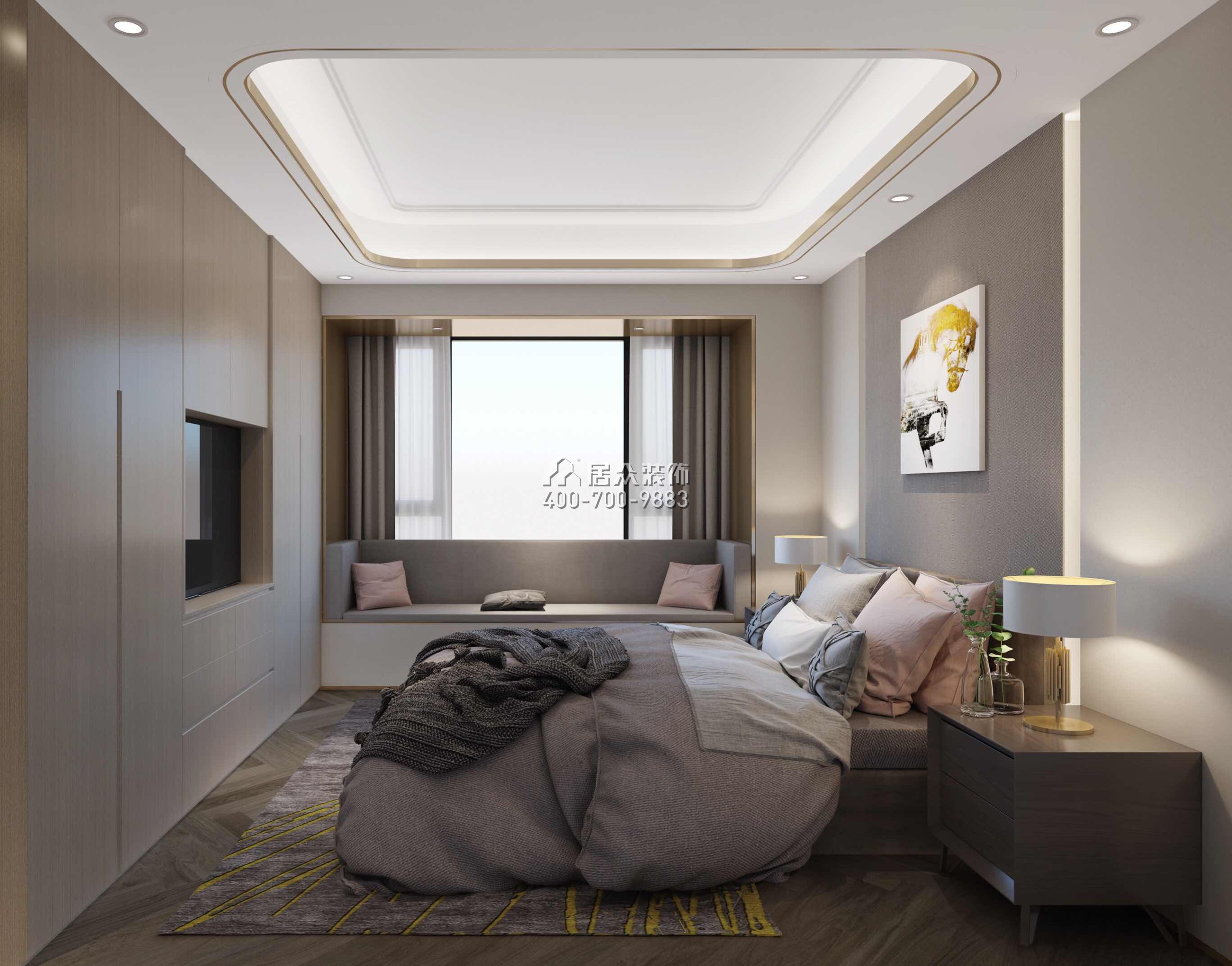 壹方中心170平方米现代简约风格平层户型卧室kok电竞平台效果图