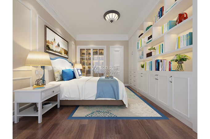 星河银湖谷99平方米美式风格平层户型卧室装修效果图