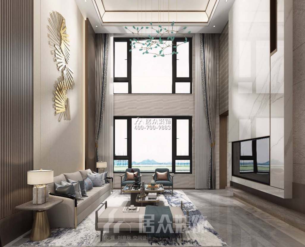 龙湖嘉天下400平方米中式风格别墅户型客厅装修效果图