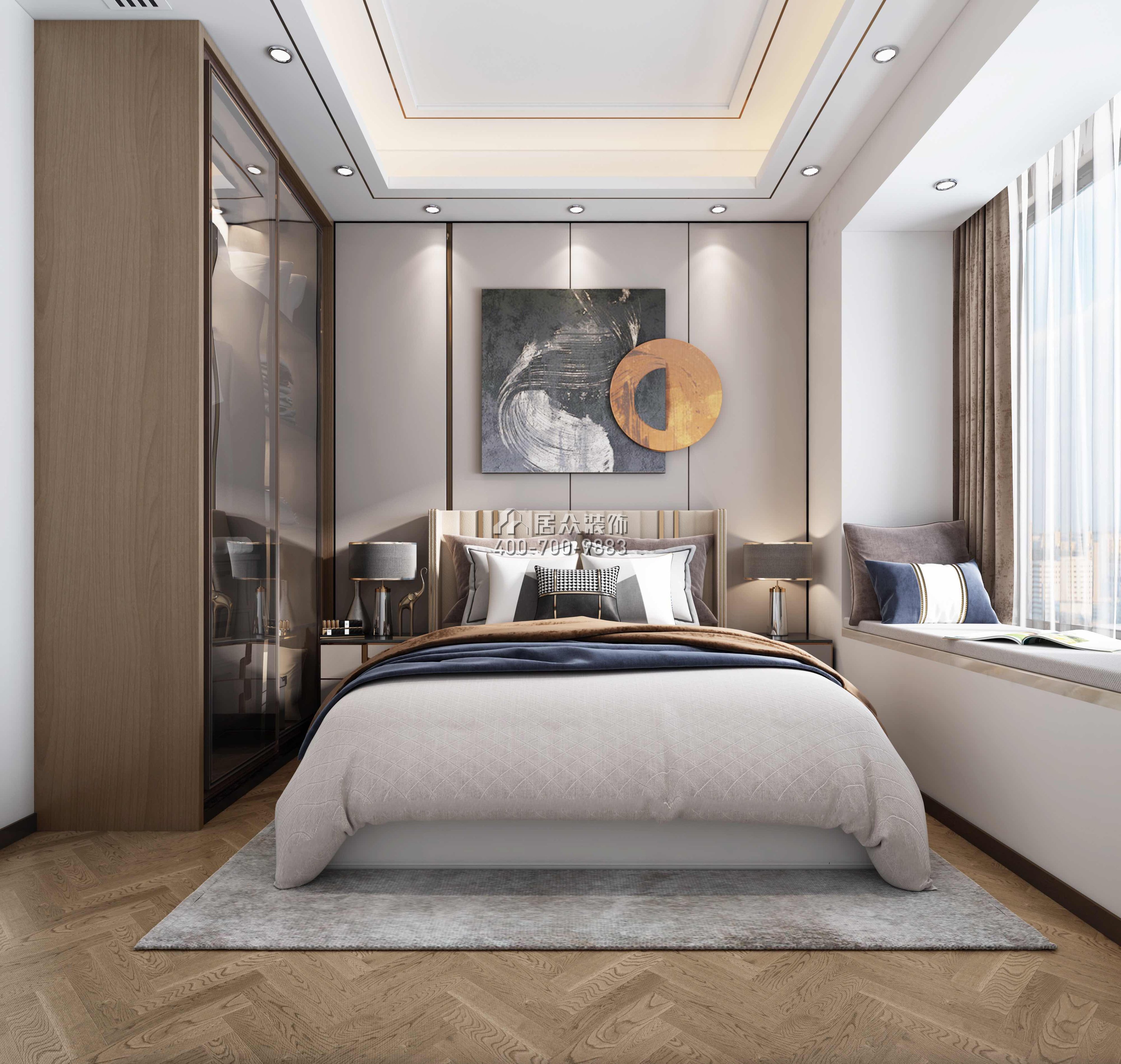 华发广场悦海湾150平方米现代简约风格平层户型卧室装修效果图