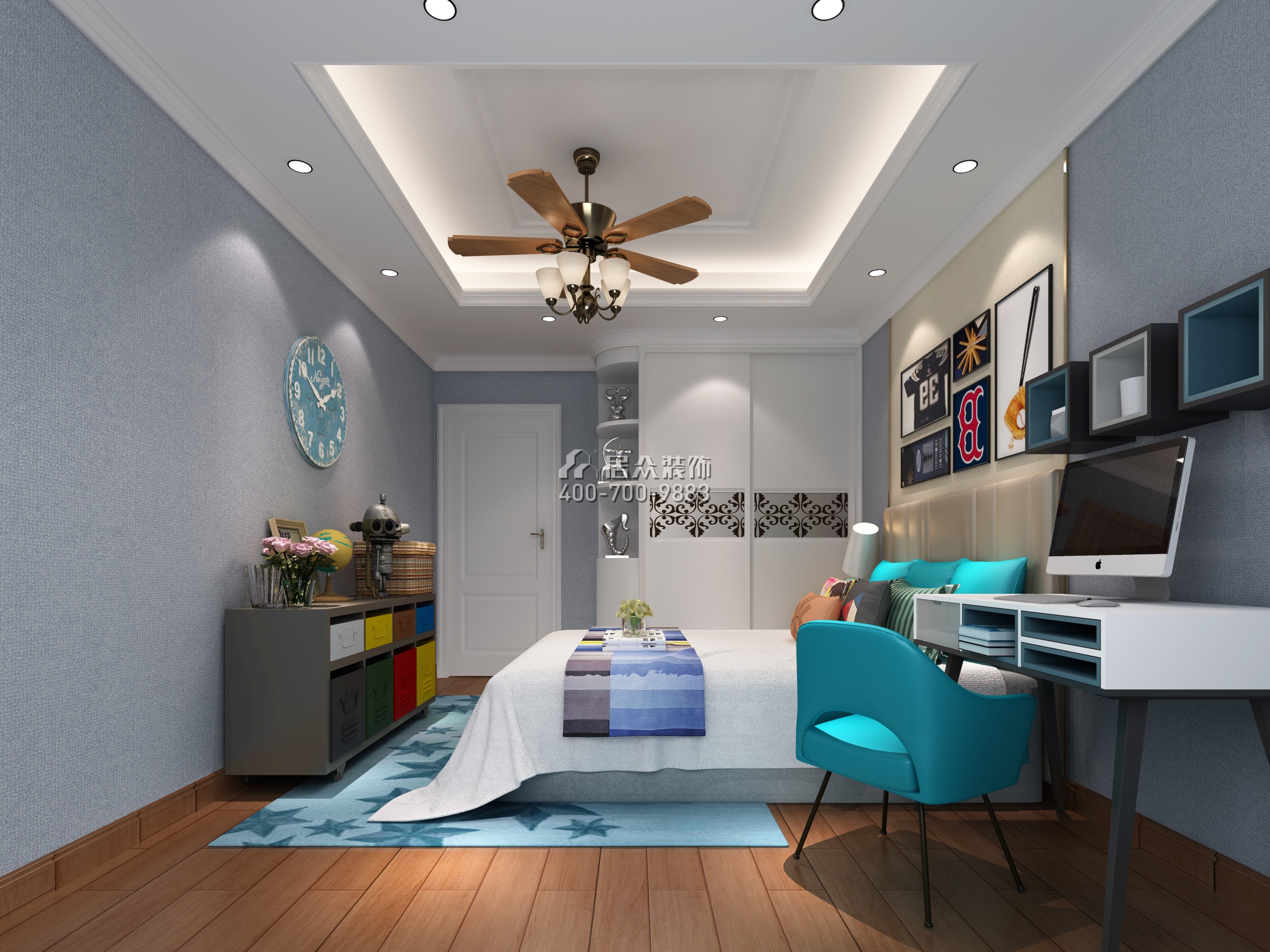 中信新城125平方米混搭风格平层户型卧室装修效果图