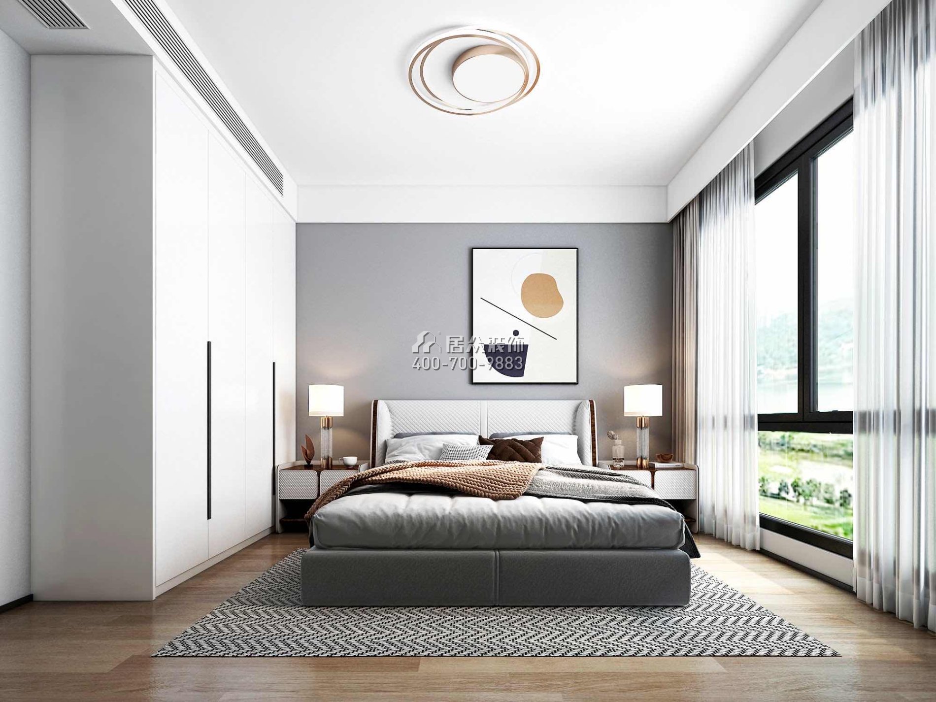 阳光带海滨城135平方米现代简约风格平层户型卧室装修效果图