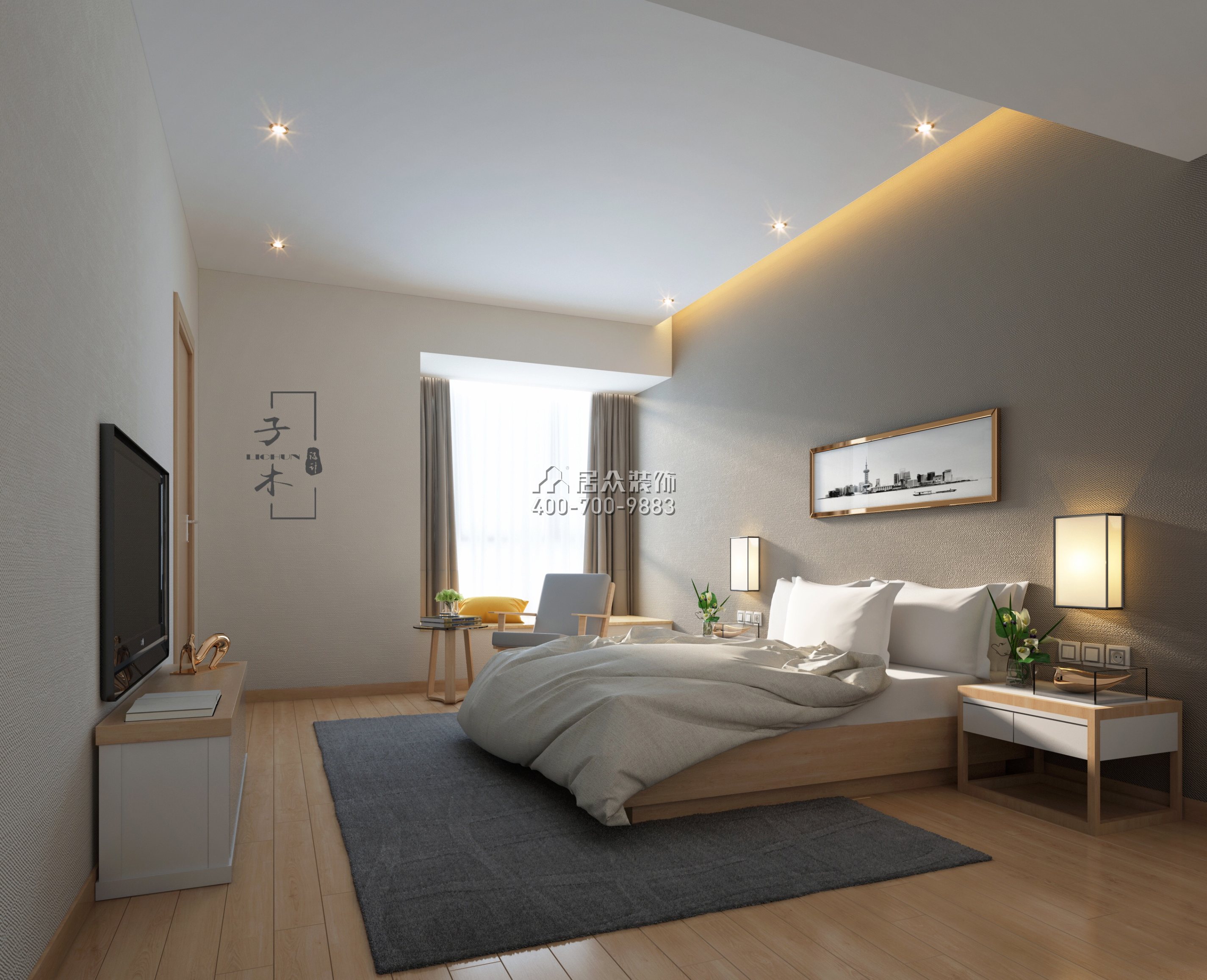 圣莫丽斯三期260平方米北欧风格平层户型卧室装修效果图