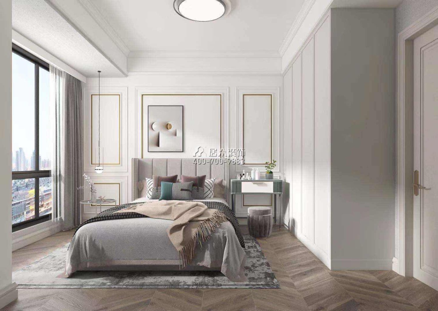 卓能雅苑126平方米欧式风格平层户型卧室装修效果图