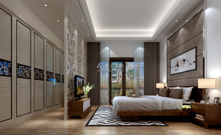 佳兆业东江新城300平方米现代简约风格别墅户型卧室装修效果图