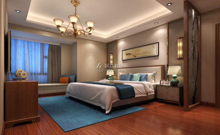 金沙咀国际广场142平方米中式风格平层户型卧室装修效果图