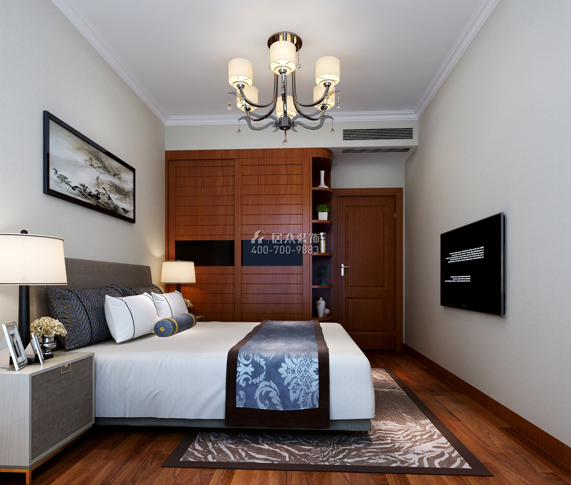 同和悦园139平方米中式风格平层户型卧室（中国）科技有限公司官网效果图