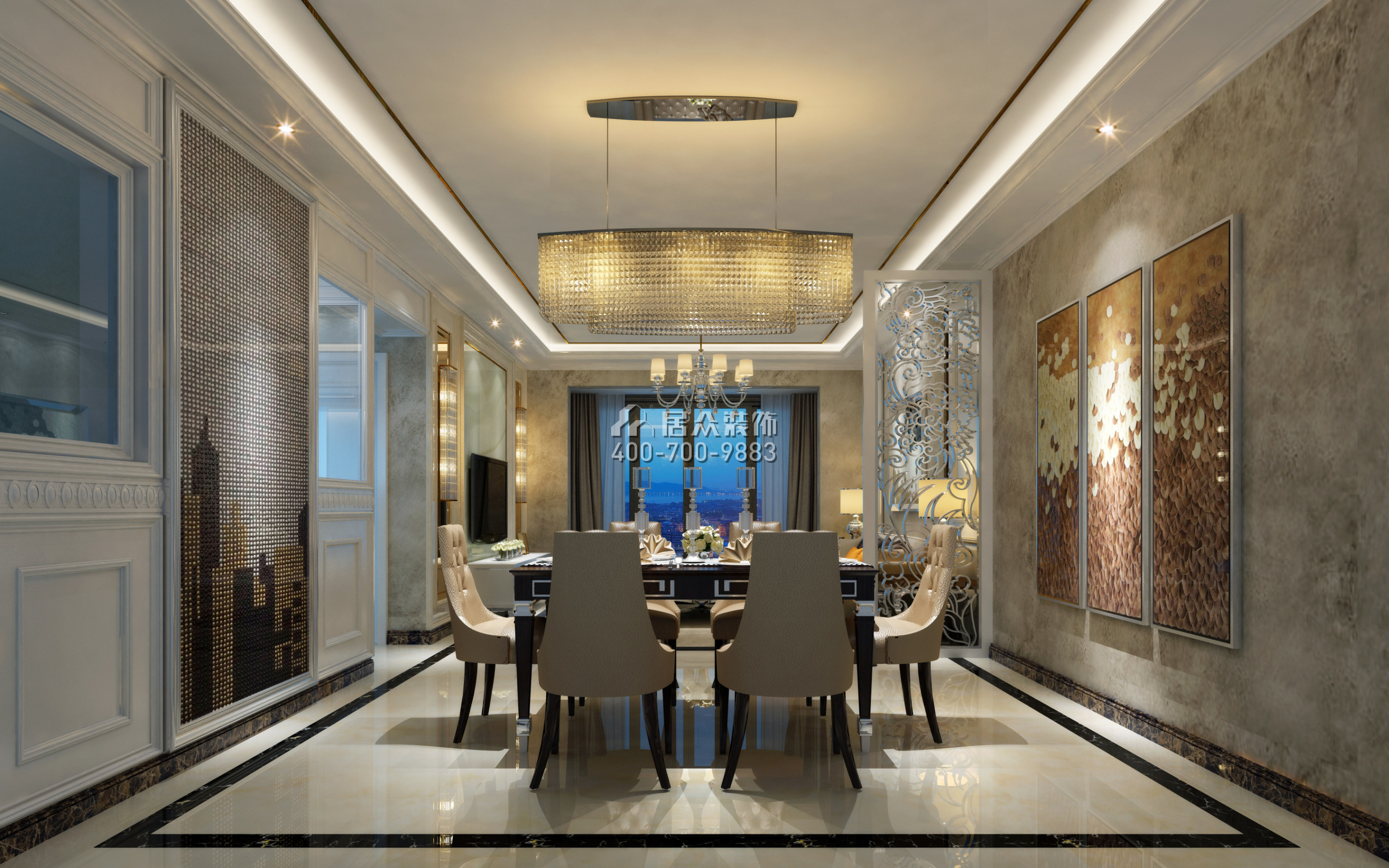 合正榮悅府142平方米歐式風格平層戶型餐廳裝修效果圖