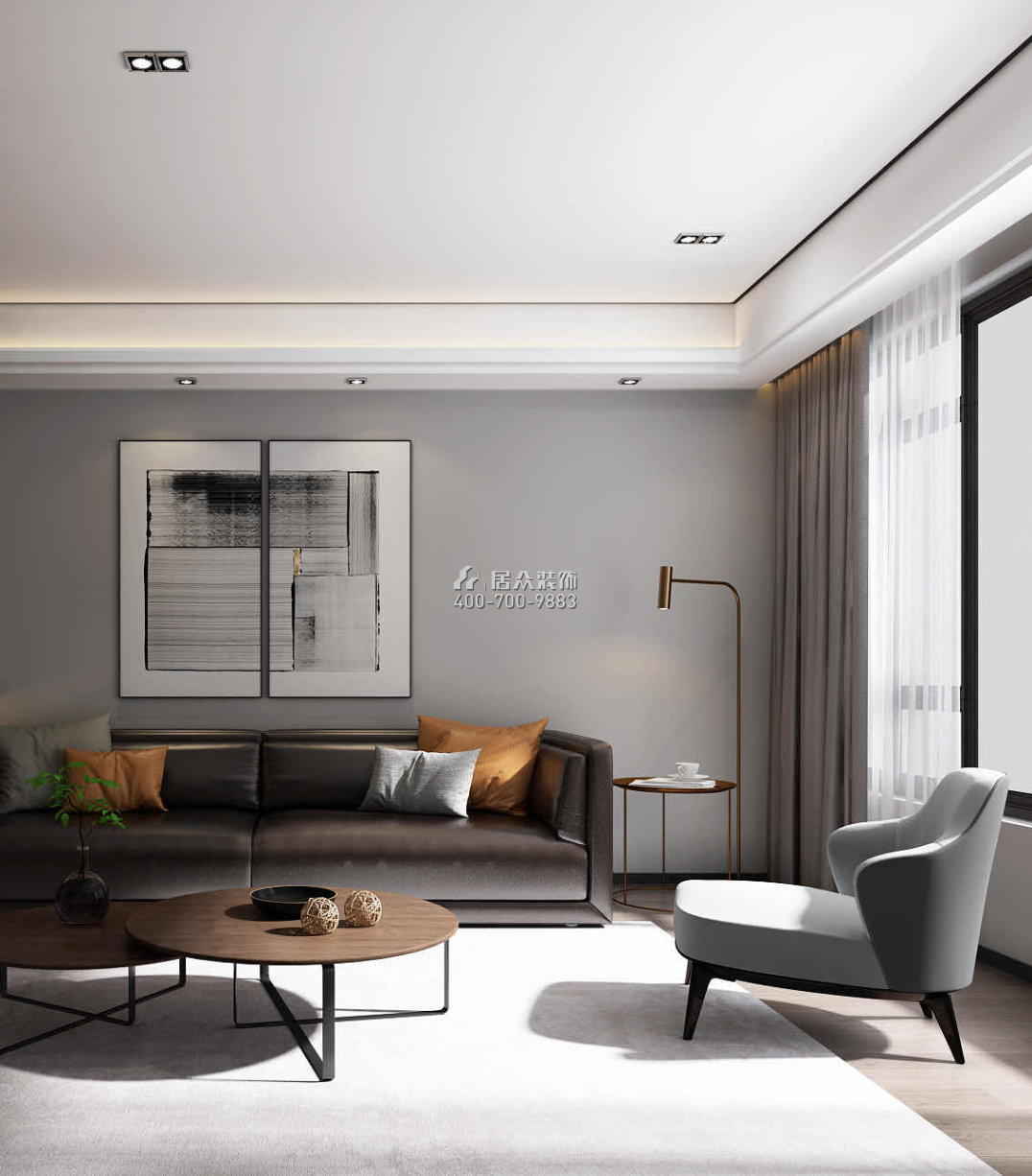 德景園155平方米現代簡約風格平層戶型客廳裝修效果圖