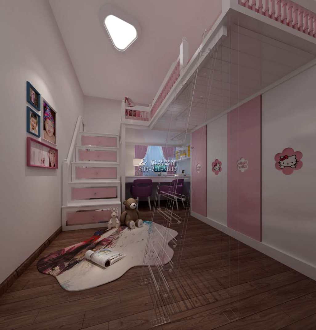 奥园121平方米北欧风格平层户型儿童房装修效果图