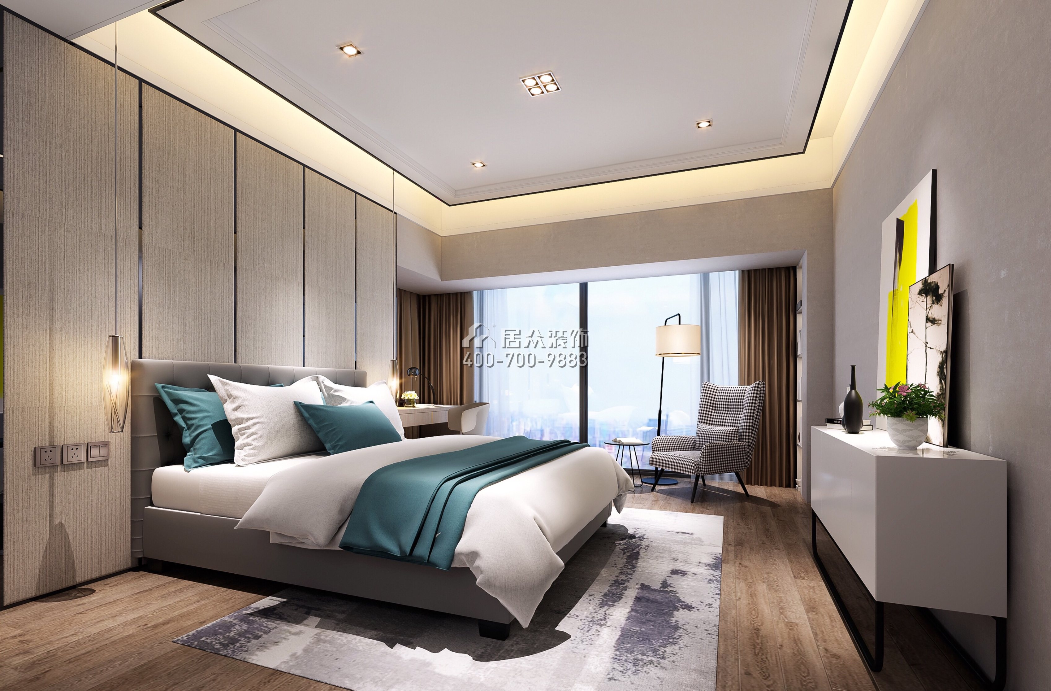 前海丹华园110平方米现代简约风格平层户型卧室装修效果图