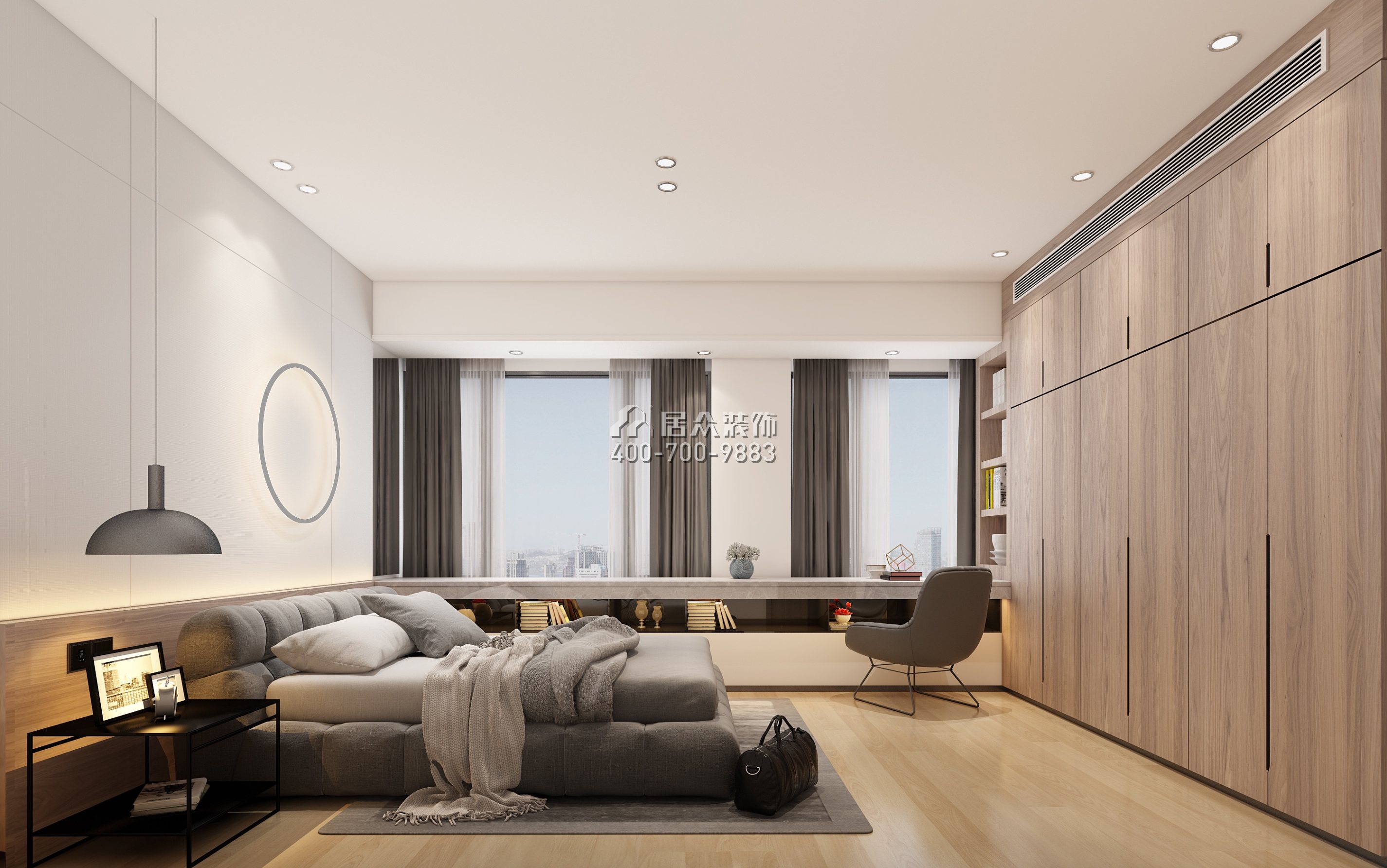 港麗豪園135平方米現代簡約風格平層戶型臥室裝修效果圖