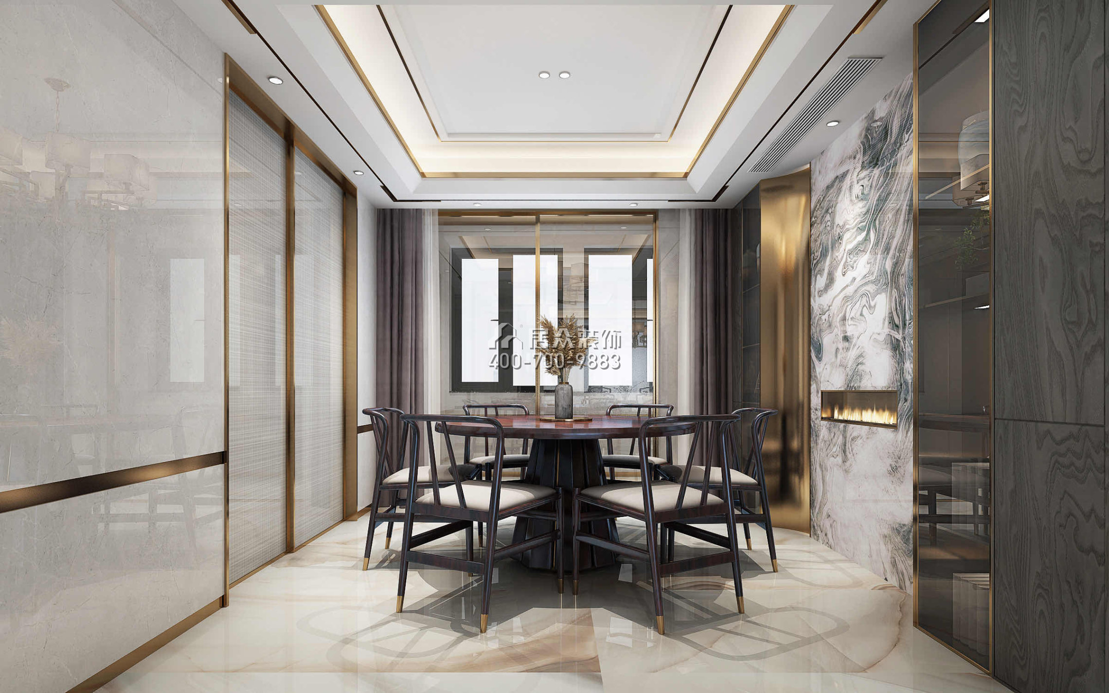 华尔顿1275158平方米中式风格平层户型餐厅装修效果图