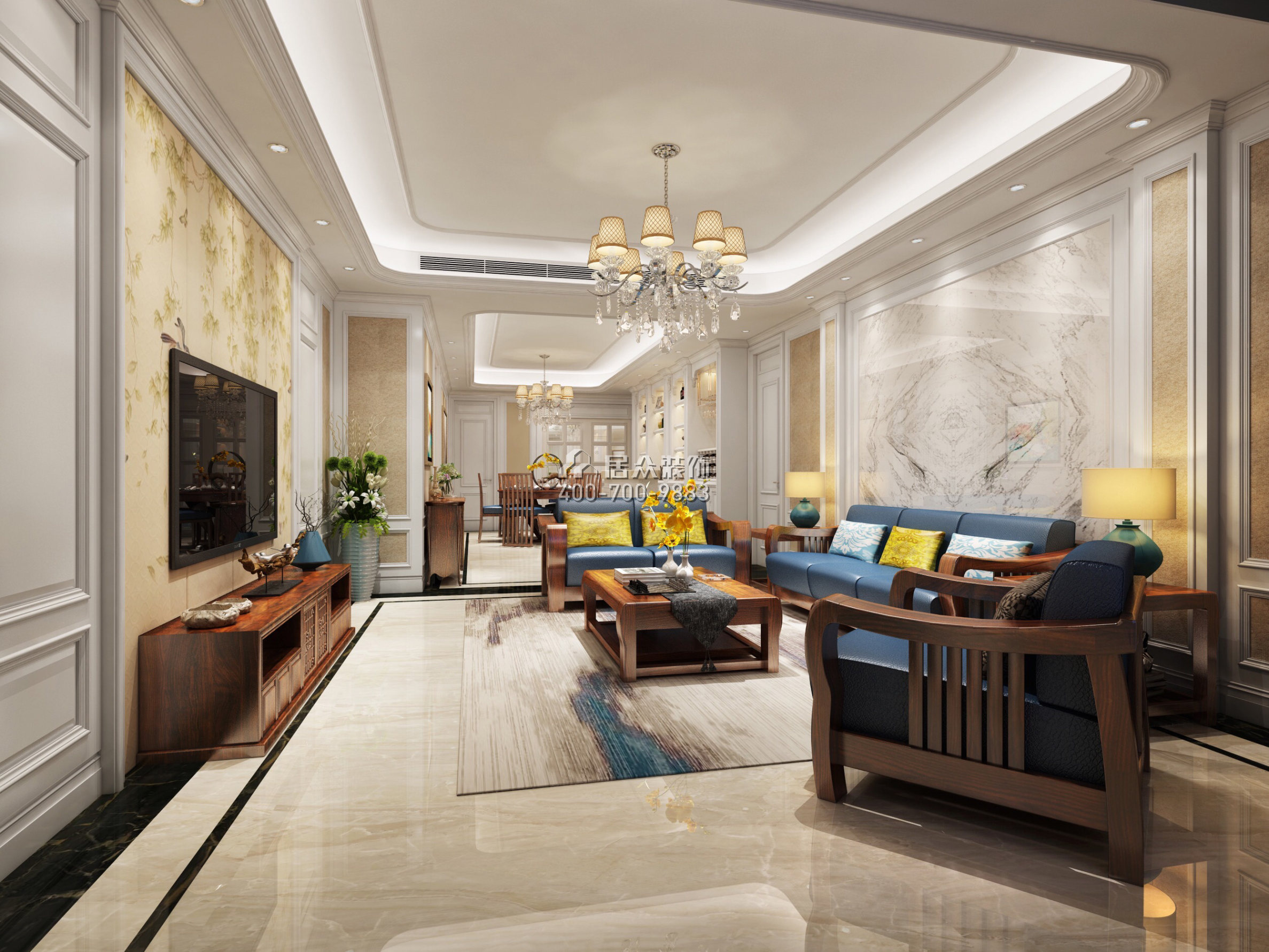 大康福盈门179平方米欧式风格平层户型客厅装修效果图