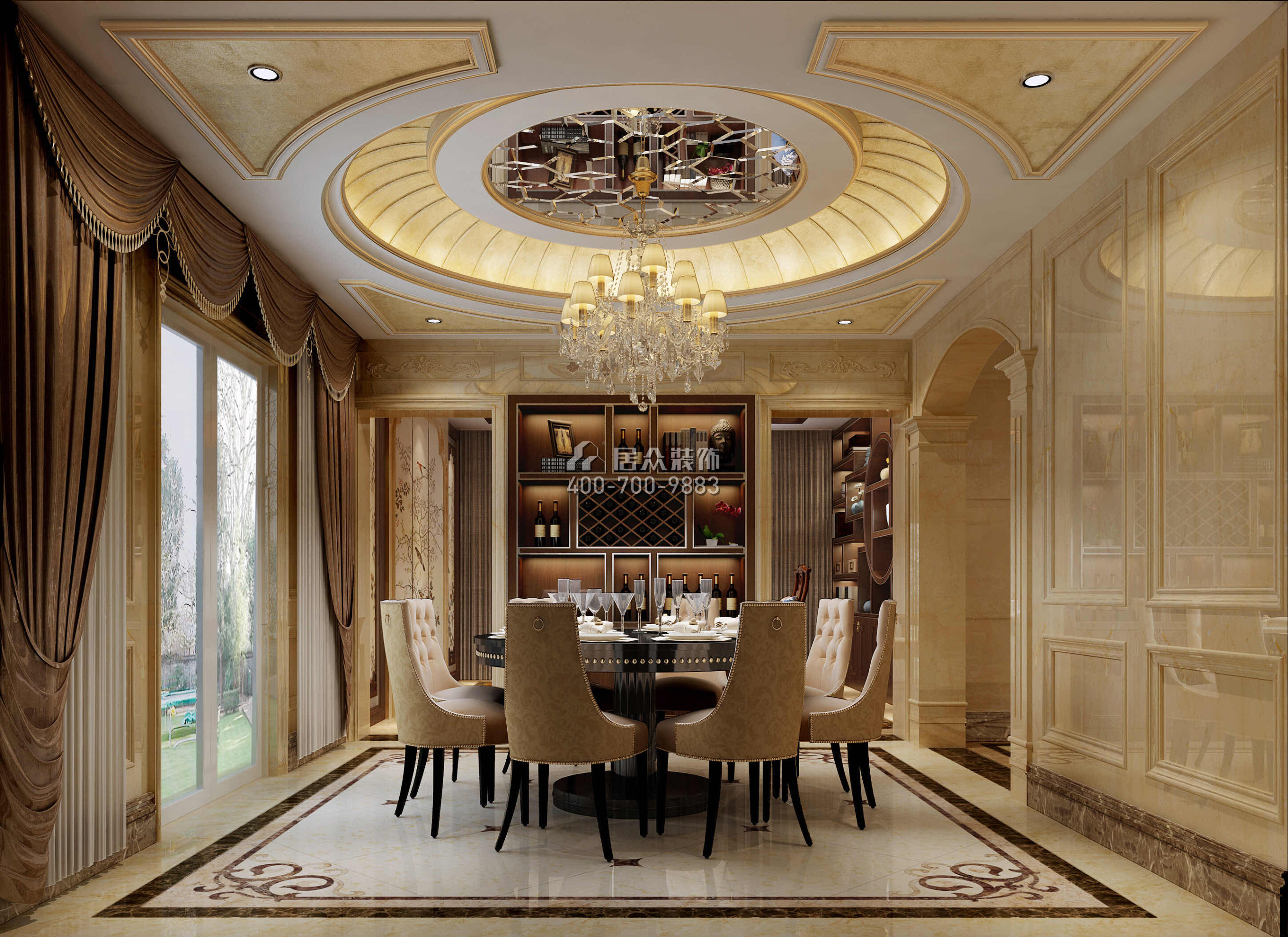 海逸豪庭800平方米欧式风格别墅户型餐厅装修效果图