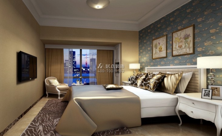 东信时代广场140平方米中式风格平层户型卧室装修效果图