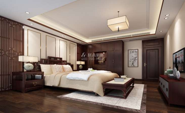 纯水岸255平方米中式风格平层户型卧室装修效果图