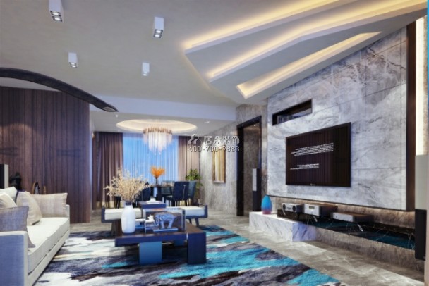 美的君蘭江山200平方米現代簡約風格平層戶型客廳裝修效果圖