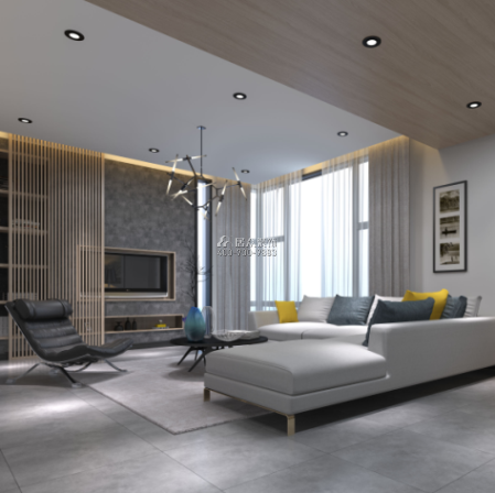 月珑湾豪庭270平方米现代简约风格复式户型客厅装修效果图