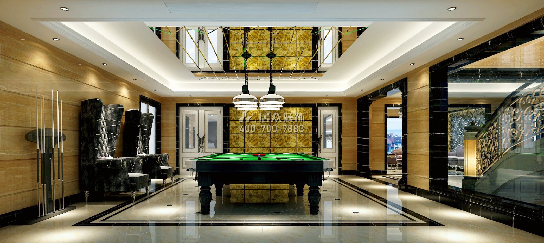 南航碧花園563平方米新古典風格別墅戶型娛樂室裝修效果圖
