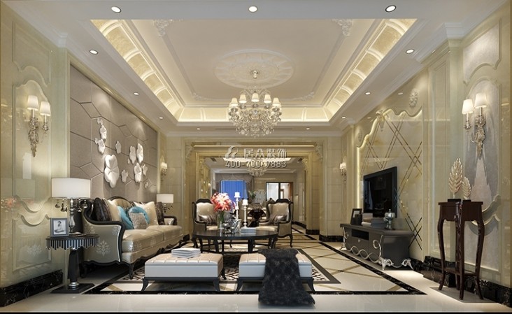 锦绣山河300平方米欧式风格平层户型客厅装修效果图
