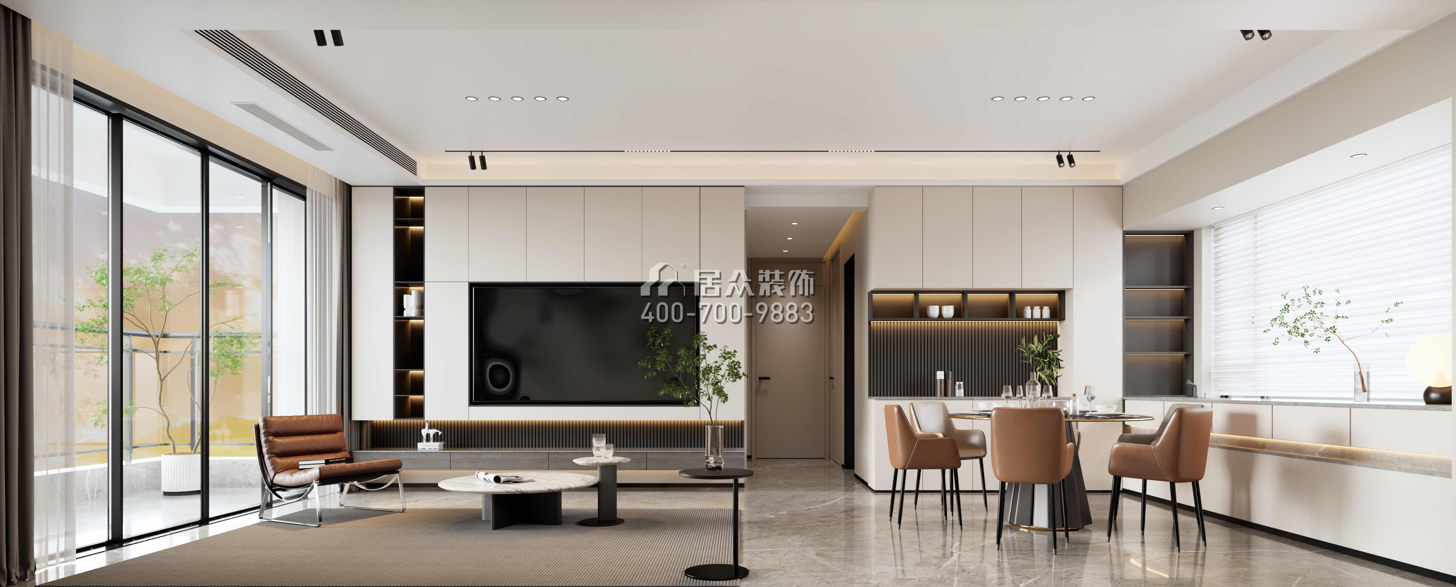 汇城茗院120平方米现代简约风格平层户型客厅装修效果图