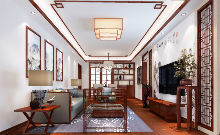 星河丹堤136平方米中式风格平层户型客厅装修效果图