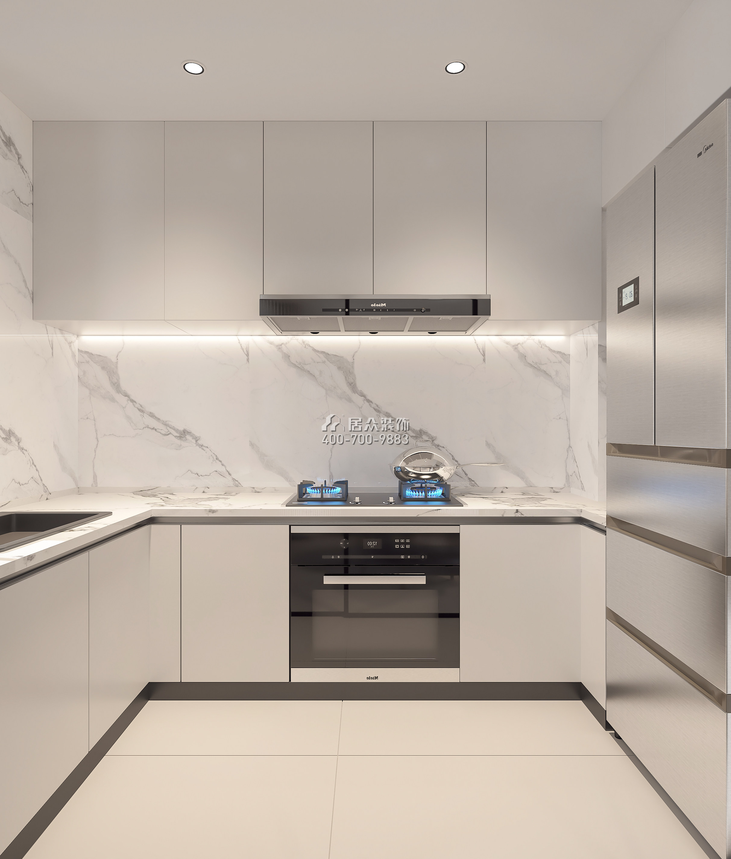 深铁阅山镜88平方米现代简约风格平层户型厨房装修效果图