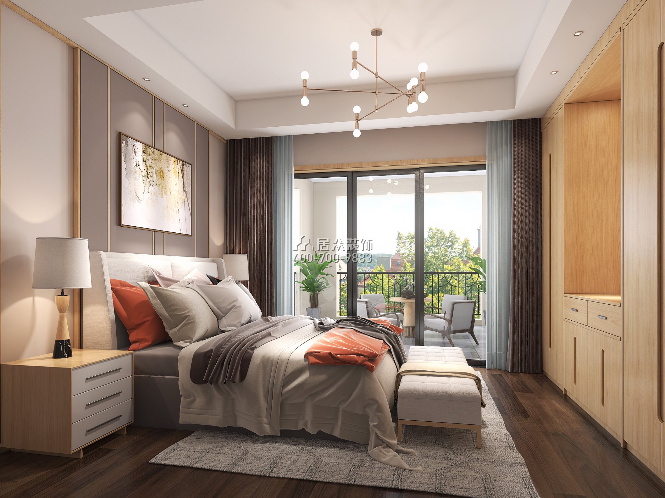 水木香山220平方米北欧风格平层户型卧室装修效果图