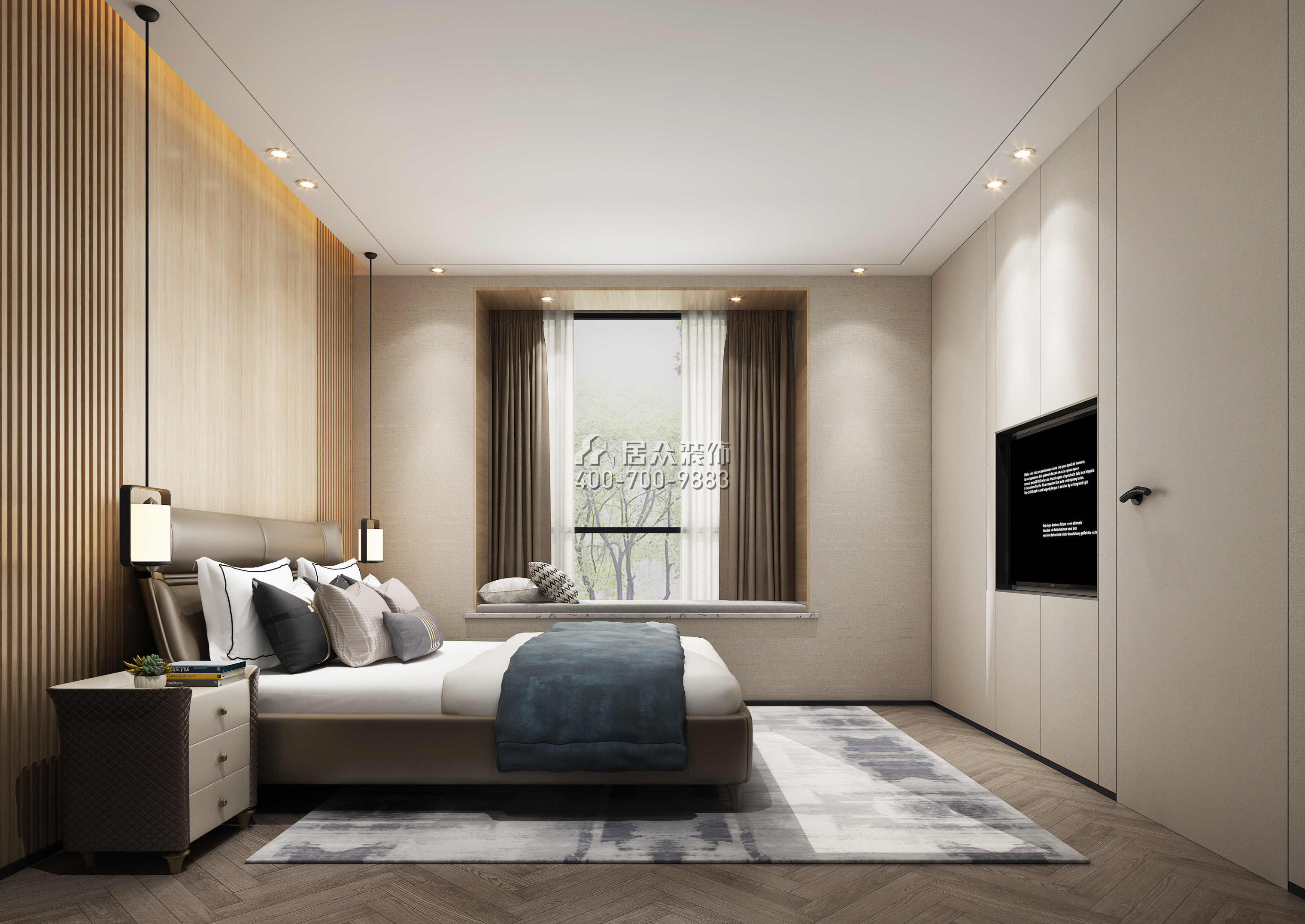 海逸豪庭御峰500平方米现代简约风格别墅户型卧室装修效果图