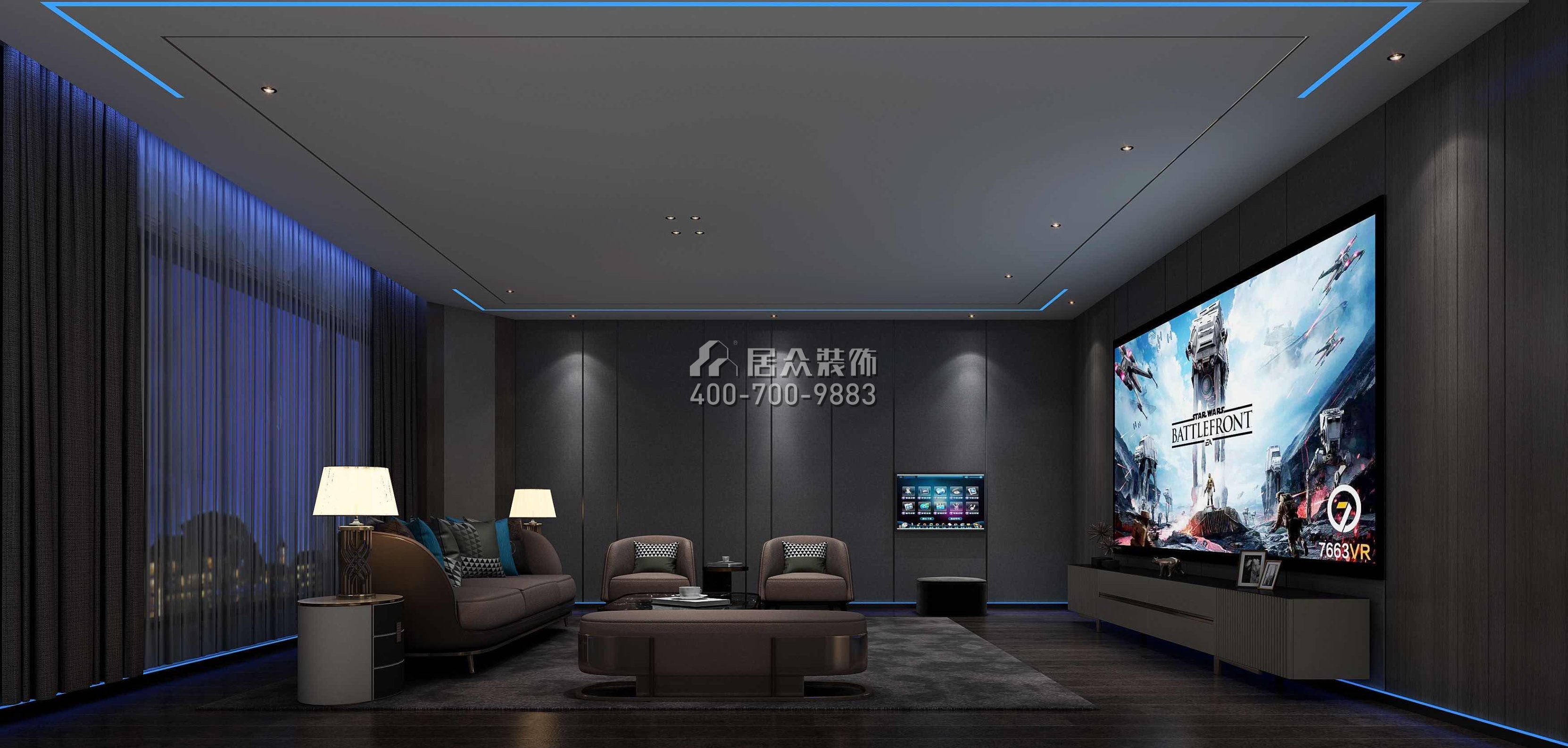 富盈加州陽光750平方米現代簡約風格別墅戶型家庭影院裝修效果圖