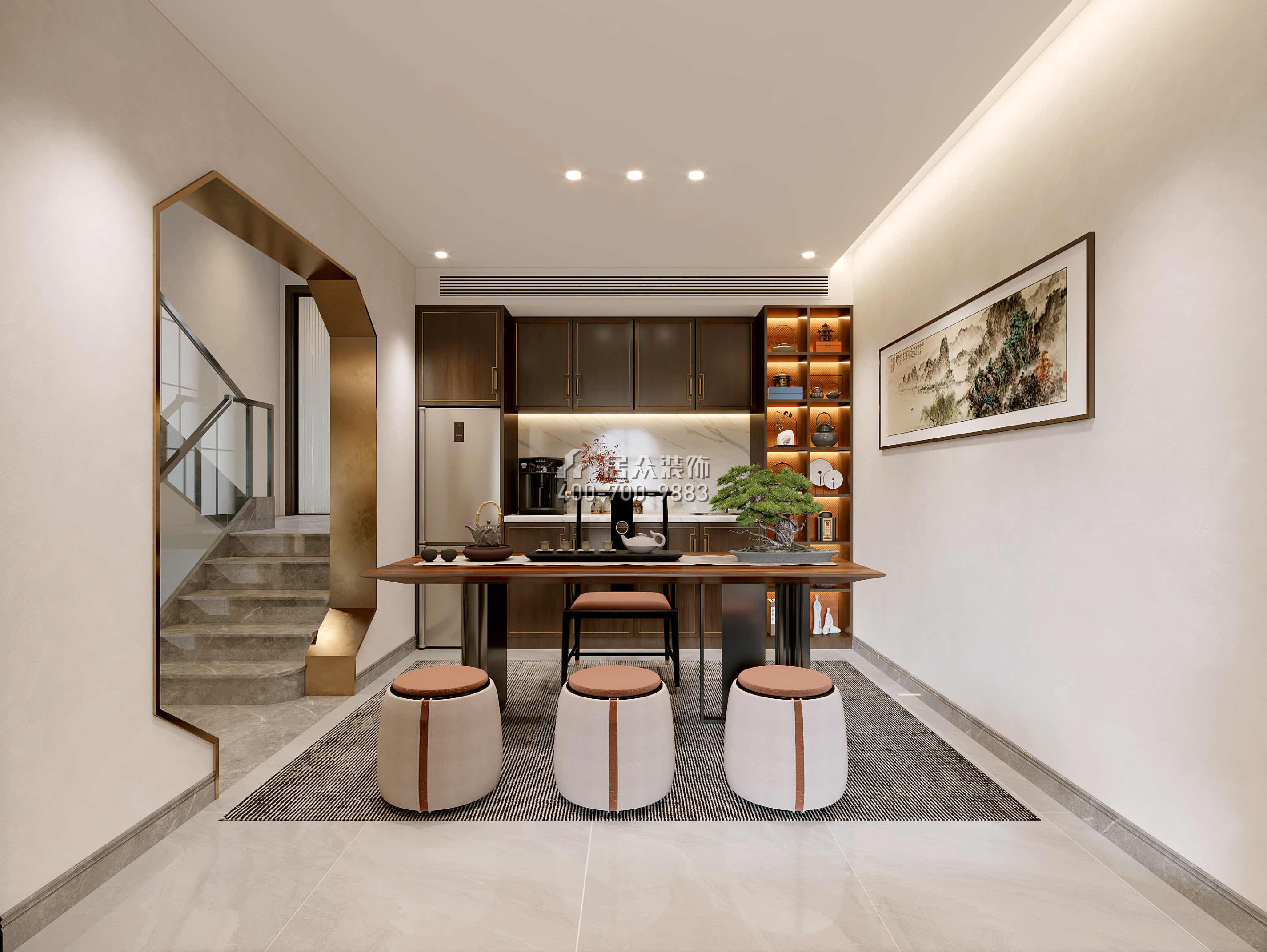 觀嶺高爾夫豪庭430平方米中式風格別墅戶型茶室裝修效果圖