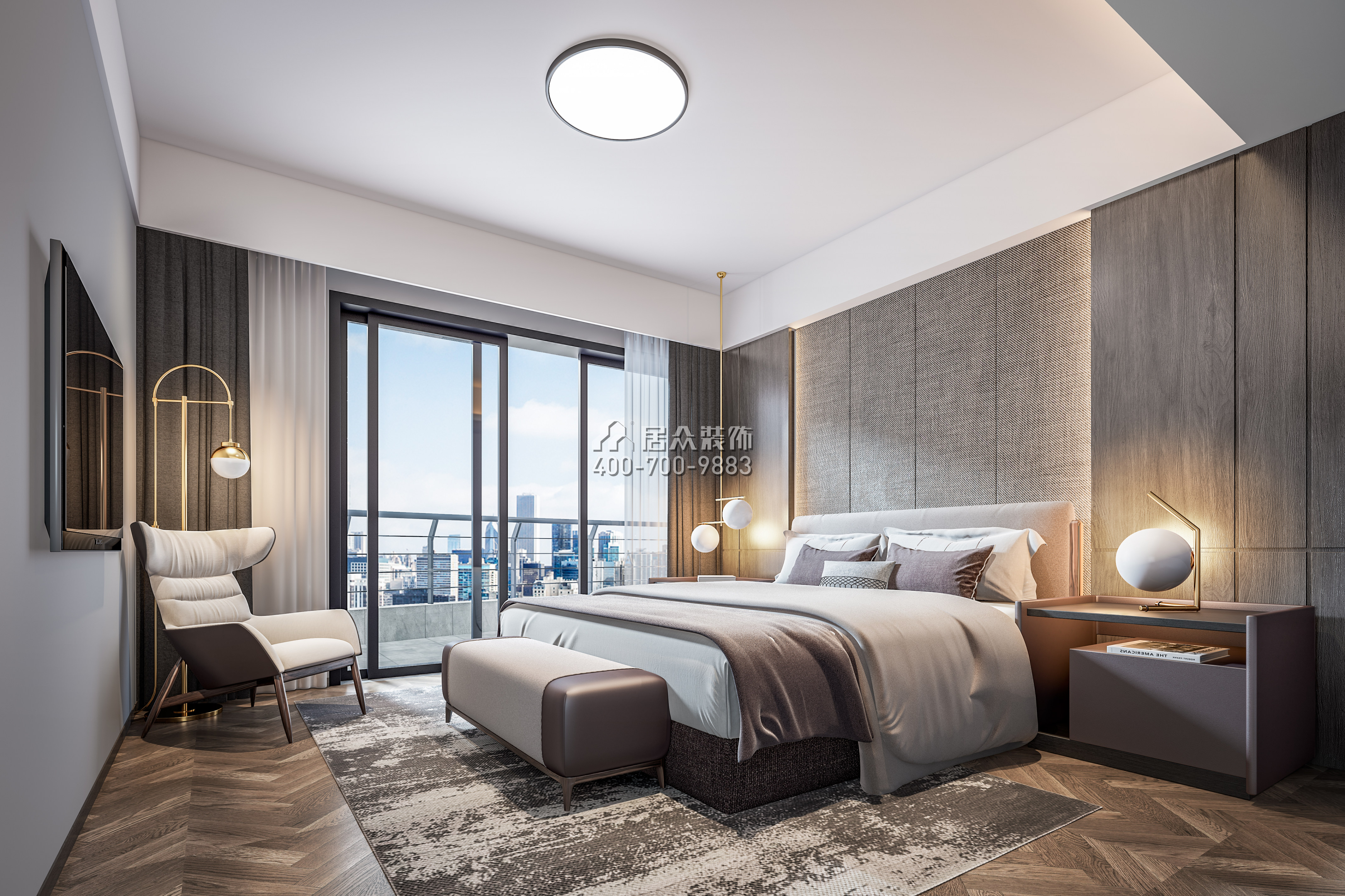招商海月二期230平方米现代简约风格平层户型卧室装修效果图